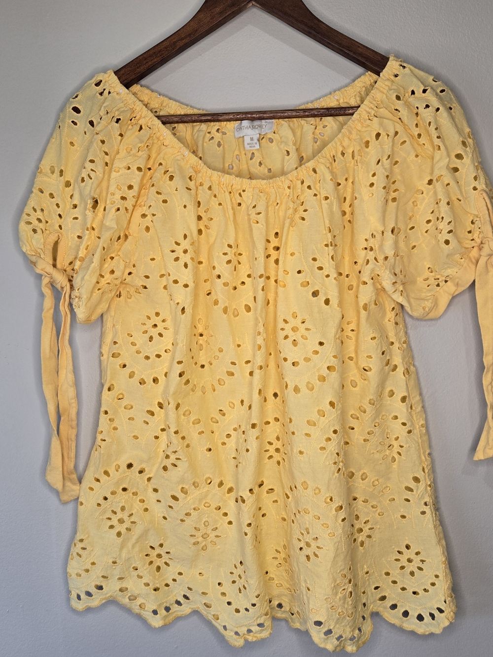 Cynthia Rowley Yellow Eyelet Peasant Blouse